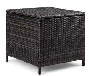 lot 4104 image: Karl home 20.8 in. Brown Wicker Outdoor Storage Side Table