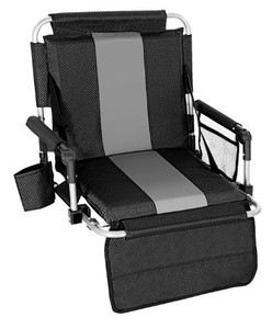 lot 4105 image: Portable Stadium Seat Padded Chair with Armrests Black Gray