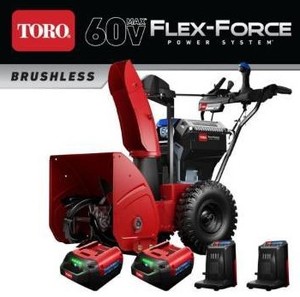 lot 1029 image: Toro 60-Volt Power Max E 24 in. 2-Stage Cordless Electric Snow Blower &amp Headlight wTwo 6.0 Ah Batteries &amp Charger Included Retail&nbsp$1599.99&nbsp