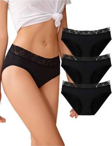 lot 1077 image: KPBMKE Period Underwear for Women Heavy Flow High Absorbent Leak Proof Incontinence Underwear 3 Pack Period Panties(Black,XX-Large)