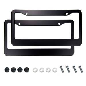 lot 1102 image: Matte Black License Plate Frames - Airxwills License Plate Covers, 2 Packs Universal Aluminum Tag Frame for Front and Rear Car Tags.