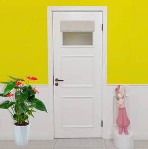 lot 1108 image: E-HAO French Small Front Door Curtain (26 w x 20 L), Washable Door Curtain with Adhesive Hook and Loop Fastener Strip (Beige)