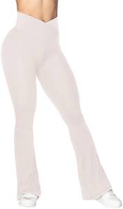 lot 1135 image: Sunzel Flare Leggings, Crossover Yoga Pants for Women with Tummy Control, High-Waisted and Wide Leg Beige