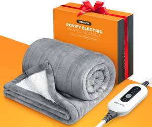 lot 1142 image: 2X Warmth Heated Blanket wLager Dense Area, Ultra Soft Safe Electric Blanket Throw wFlannel Sherpa, 4 Levels Instant Heating Blanket 4H Auto-Off, Washable Blanket UL Certified