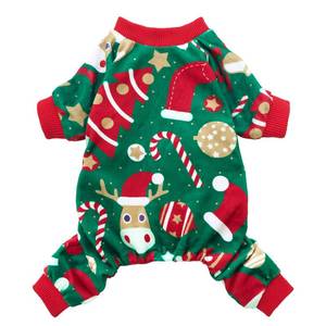 lot 1168 image: Fitwarm Christmas Dog Pajamas, Dog Winter Clothes for Small Dogs Boy Girl, Lightweight Velvet Pet Jammies, Red, Green, XSmall