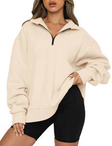 lot 1178 image: Trendy Queen Womens Oversized Half Zip Pullover Long Sleeve Sweatshirts Quarter Zip Hoodie Sweaters Teen Girls Fall Y2K Clothes Apricot Large