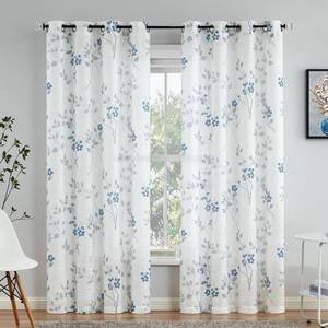 lot 1179 image: Beauoop Grommet Floral Semi Sheer Curtains 84 Inch Length for Living Room Bedroom Farmhouse Botanical Leaf Printed Rustic Linen Textured Panel Drapes Window Treatment, Set of 2, 50 Inch Wide,BlueGray