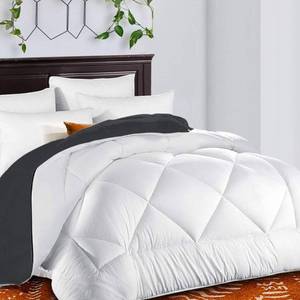 lot 1180 image: TEKAMON All Season Reversible King Comforter Winter Warm Summer Soft Quilted Down Alternative Duvet Insert Corner Tabs, Machine Washable Luxury Fluffy Collection for Hotel, WhiteGray