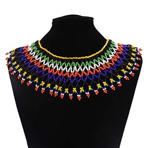 lot 1185 image: Multicolor African Necklace African Jewelry Zulu Beaded Bib Necklace South African Statement Necklace Maasai Necklace Sister Gifts (Color A)