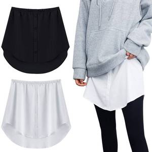 lot 1188 image: 2 Pieces Adjustable Layering Fake Top Lower Sweep Shirt Extender Half-Length Mini Skirt Hemline for Women (Black and White,X-Large)