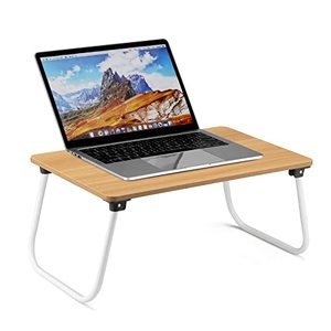lot 1192 image: Ruxury Folding Lap Desk Laptop Stand Bed Desk Table Tray, Breakfast Serving Tray, Portable & Lightweight Mini Table, Lap Tablet Desk for Sofa Couch Floor - Wood
