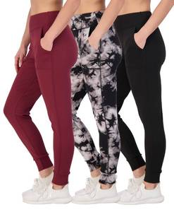 lot 1204 image: 3 Pack Womens Jogger Yoga Pants Women Cuff Workout Joggers Tummy Control Sweatpants Pockets Gym Clothes Leggings Cuffed exercise gym Pant dupes athletic Teen High Waisted Ladies - Set 7, L