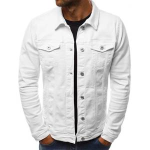 lot 1219 image: LONGBIDA Mens Casual Classic Denim Jacket Slim Fit Fashion Jean Coat(White,S)