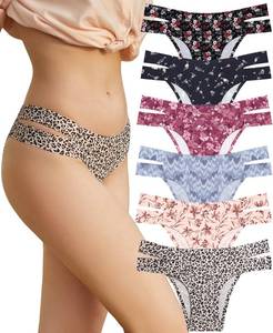 lot 1220 image: Knowyou 6 Pack Seamless Underwear for Women Sexy Cheeky Bikini Panties Cute High Cut Straps Womens Underwear