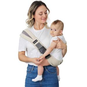 lot 1223 image: AUYEAZGO Toddler Sling, Ergonomic Baby Sling with Adjustable Strap, Soft Padding & Non-Slip Hip Seat, Perfect for Infant and Toddler(7-44 lbs), Premium Cotton, Beige