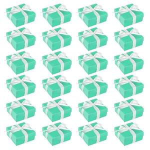 lot 1229 image: BLUE PANDA 24 Pack Small Teal Gift Boxes with Lids and Silk Ribbon for Presents and Party Favors (3.7 x 3.7 x 1.6 in)