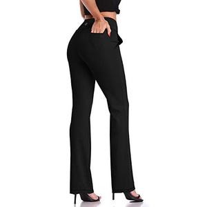 lot 1236 image: DAYOUNG Bootcut Yoga Pants for Women Tummy Control Workout Bootleg Pants High Waist, 4 Way Stretch Pants Y52-Black-S