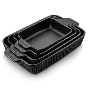 lot 1244 image: vancasso Forte Baking Dishes for Oven - Casserole Dishes for Oven, Rectangular Baking Dish, Lasagna Pan Deep with Handles, Stoneware Bakeware Set for Cooking (2PCS, Black)