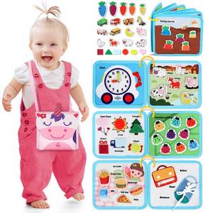 lot 1261 image: Lehoo Castle Montessori Busy Board for Toddlers 2-4, Busy Book for Toddlers 1-3, Activity Books for Airplane Car, 2 Year Old Girl Toys Gift, Sensory Travel Toys, Preschool Learning Busy Book (Pink)