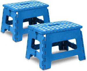 lot 1269 image: Utopia Home Folding Step Stool - (Pack of 2) Foot Stool with 9 Inch Height - Holds Up to 300 lbs - Lightweight Plastic Foldable Step Stool for Kitchen, Bathroom & Living Room (Black)