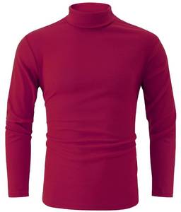 lot 1283 image: jonivey Mens Basic Turtleneck Long Sleeve Lightweight Soft Casual Knit Fitted Thermal T-Shirt Pullover Tops (Red Brown,XXL)
