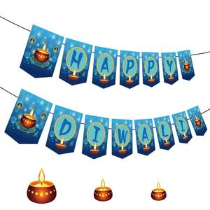 lot 1284 image: Happy Diwali Banner NOT NEED DIY Diwali Decorations Deepavali Decorations Mother Laxmi Happy for Festival of Lights Party Banner