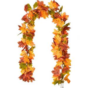 lot 1295 image: Lvydec 2 Pack Maple Leaves Fall Garland Clearance - 6ftStrand Artificial Fall Foliage Garland Colorful Autumn Decoration for Home Wedding Party Thanksgiving