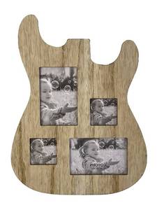 lot 1303 image: Rise8 Studios Guitar Body Shaped Music Picture Frame for 4x6 and 3x4 Photos (Natural Wood Color)