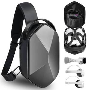 lot 1318 image: SARLAR Carrying Travel Case for Oculus Meta Quest 2, Quest 3, Apple Vision Pro Accessories, Expandable Capacity Fixed Storage Controllers and Head Strap and All, Crossbody Sling Backpack