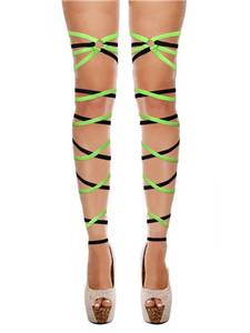 lot 1329 image: deladola Leg Wraps Rave O Ring Non-Slip Leg Straps Dancing Music Festivals Costume for Women and Girls (black and green)