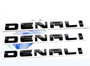 lot 1336 image: Yoaoo 3X OEM Black Denali Nameplate Emblems Hd Badges for Yukon Sierra Terrain Glossy Shiny