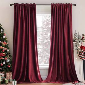 lot 1339 image: MIULEE Burgundy Velvet Curtains Thermal Insulated Blackout Curtain Christmas Drapes for Bedroom Living Room Darkening 96 Inches Long Curtains Panels Rod Pocket Set of 2