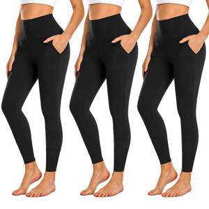 lot 1342 image: NEW YOUNG 3 Pack Leggings with Pockets for Women,High Waisted Tummy Control Workout Pants SM