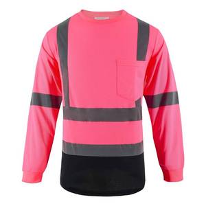 lot 1346 image: LOVPOSNTY Hi Vis Shirts Long Sleeve ANSI Class 3 High Visibility Shirts Black Bottom Safety Shirts for Men and Women(Pink,L)
