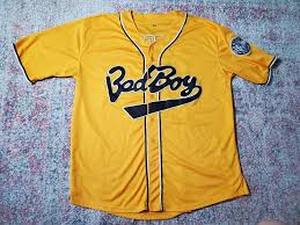 lot 1241 image: Bad Boy Records Biggie Smalls Baseball Jersey Gold Medium