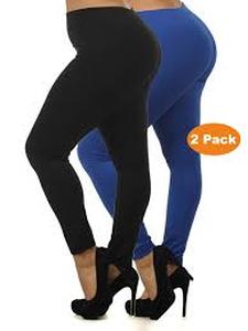 lot 1271 image: 2pk Black and Navy Warm Fleece Lined Leggings Unknown Size