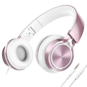 lot 2150 image: AILIHEN MS300 Girl Headphones for Kids School, Wired On-Ear Headsets with Microphone for Chromebook Laptop Computer, Foldable Adjustable Teen Headphones, Tangle-Free, 3.5mm Jack (Rose Gold)