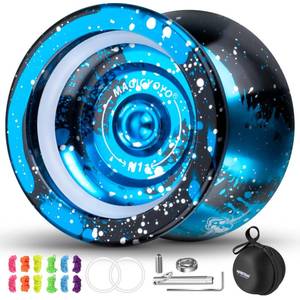 lot 2151 image: MAGICYOYO N11 Yoyo Professional Unresponsive yoyo for Adults, Dual Metal Yoyo for Beginner, Pro Yoyo with 12 Yoyo Strings, Yoyo Case Bag, Responsive Yoyo Bearing Kit (Black Blue Silver)