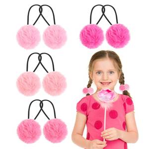 lot 2154 image: 8pcs Pom Ball Hair Ties for Girls Fluffy Pom Pom Ball Hair Band for Kids Elastics Fur Ball Ponytail Holders Hair Accessories for Women Girl Kids