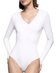 lot 2165 image: PUMIEY Long Sleeve Bodysuit for women, Splashed White Medium