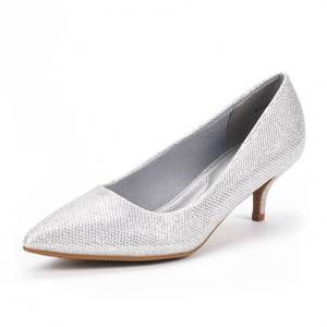 lot 2167 image: DREAM PAIRS Womens Low Heel DOrsay Pointed Toe Pump Shoes, Silver Glitter - 10 (Moda)