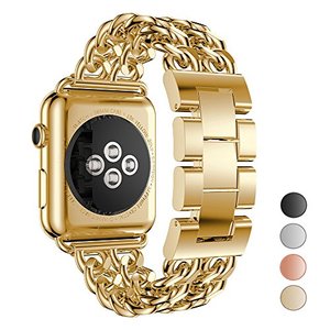 lot 2184 image: Seoaura Compatible Apple Watch Band for Woman Man 41mm 38mm 40mm, Stainless Steel Metal Cowboy Chain Style Replacement iWatch Series 9 8 7 6 5 4 3 2 1 SE Nike Sports Strap Wristband (Gold)