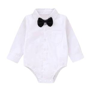 lot 2191 image: Yruiz Baby Boys Button-Down Shirt Newborn Jumpsuit Long-Sleeved One-Piece Gentle Man Outfitt (White, 6-9Months)