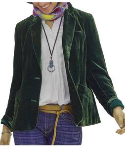 lot 2206 image: SOMTHRON Womens Solid Long Sleeve Velvet Jacket Blazer Suit Slim Fit Office Open Front Cardigan Coat with Pockets BG-XL Green