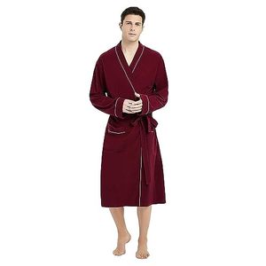 lot 2208 image: U2SKIIN Mens 100% Cotton Robe Lightweight Knit Bathrobe(Burgundy, LXL)