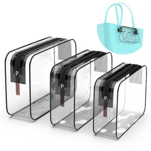 lot 2211 image: pasanba 3 Pack Bogg Bag Insert Pouch with Zipper, Waterproof Clear Inner Bogg Bag Accessories for Bag Organizer Storage, Transparent Comestic Travel Bag for Toiletries 3 Sizes