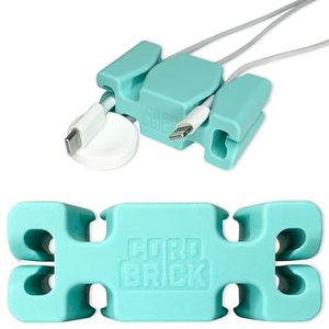 lot 2214 image: CordBrick Weighted Cord Holder for Nightstand - Phone Charger Cable Management for Travel, Phone Accessory, Stocking Stuffers for Adults - Multipurpose Gift for Home, Office, Silicone (Aqua)
