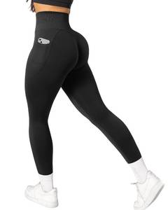 lot 2221 image: OMKAGI Women Scrunch Butt Lifting Leggings with Pockets Compression High Waisted Gym Workout Leggings(M,Black)