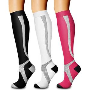 lot 2227 image: CHARMKING Compression Socks for Women & Men Circulation (3 Pairs) 15-20 mmHg is Best Athletic for Running, Flight Travel, Support, Cycling, Pregnant - Boost Performance, Durability (SM, Multi 11)