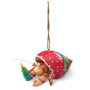 lot 2242 image: Cape Shore Pet Hermit Crab in Holiday Red Shell Christmas Tree Ornament, 3-inch Length, Multicolor, Resin